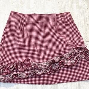 Lovers & Friends Red Gingham Ruffle Skirt NWT